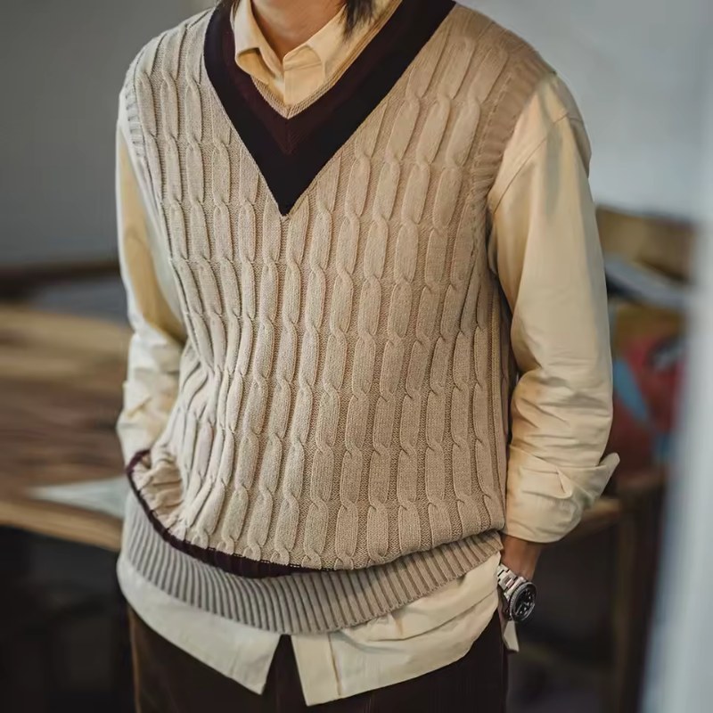 Retro V-Neck Acrylic Sweater Vest
