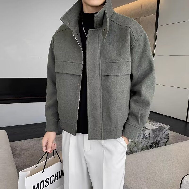 Stand Collar Cashmere Wool Modern Jacket