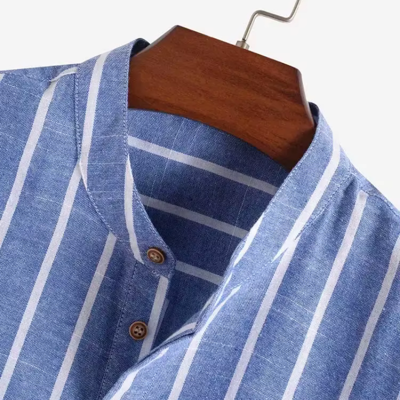 Striped Judge Collar Cotton Shirt