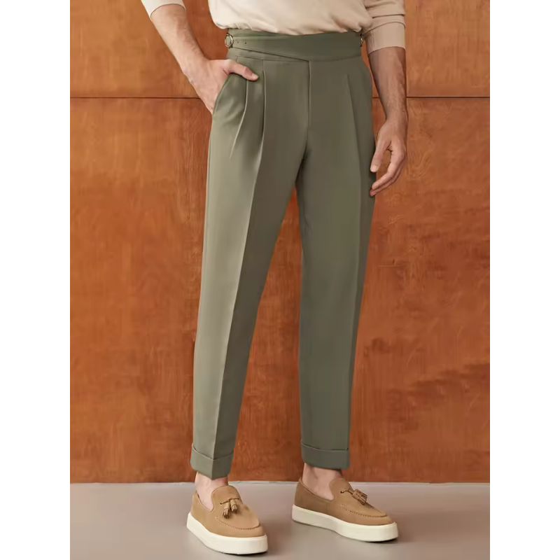 Double Pleated High Waist Italian Fabric Pants