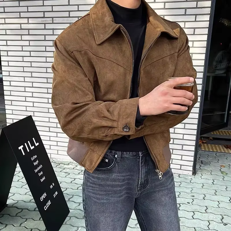 Fleece inside Suede Wool Solid Jacket