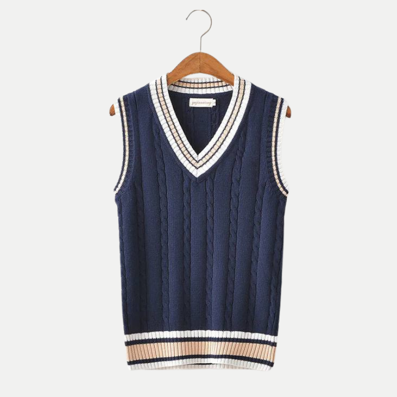 Knit V-Neck Cotton Sweater Vest