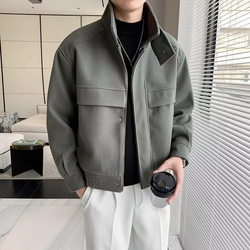 Stand Collar Cashmere Wool Modern Jacket