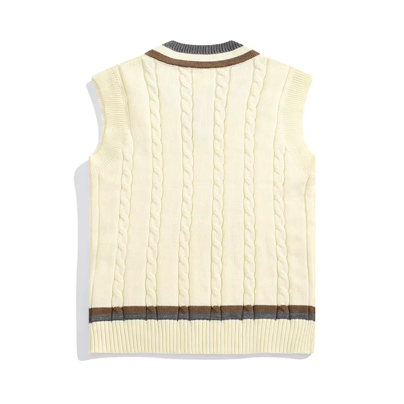 Knit Vintage V-Neck Cotton Sweater Vest