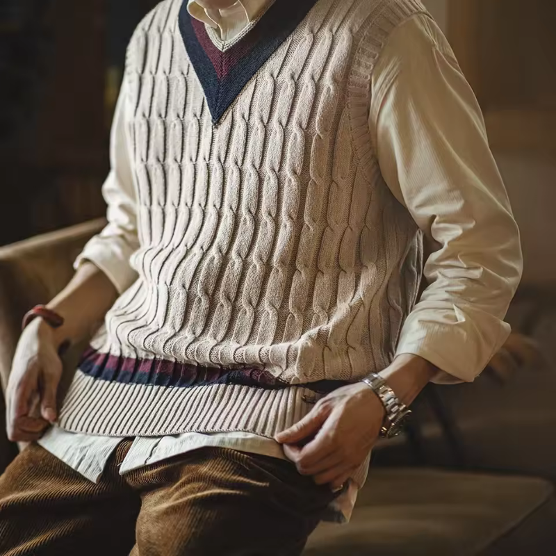 Retro V-Neck Acrylic Sweater Vest