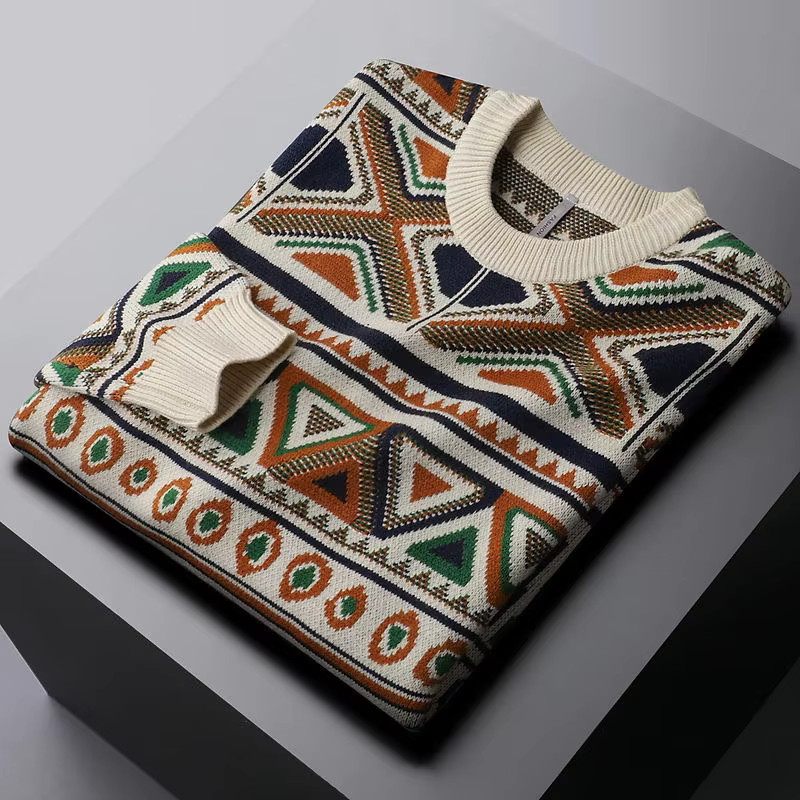 Ethnic Patterned Jacquard Sweater