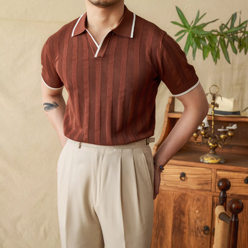 Venice Knit Striped Polo