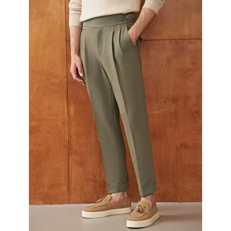 Double Pleated High Waist Italian Fabric Pants