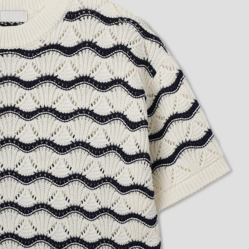 Knit Wavy White T-shirt