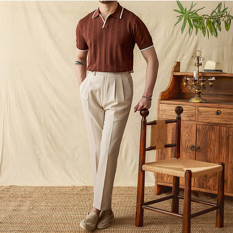 Venice Knit Striped Polo