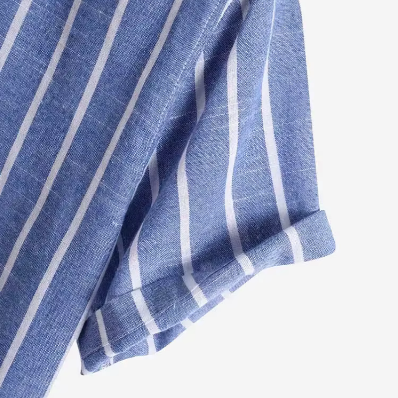 Striped Judge Collar Cotton Shirt