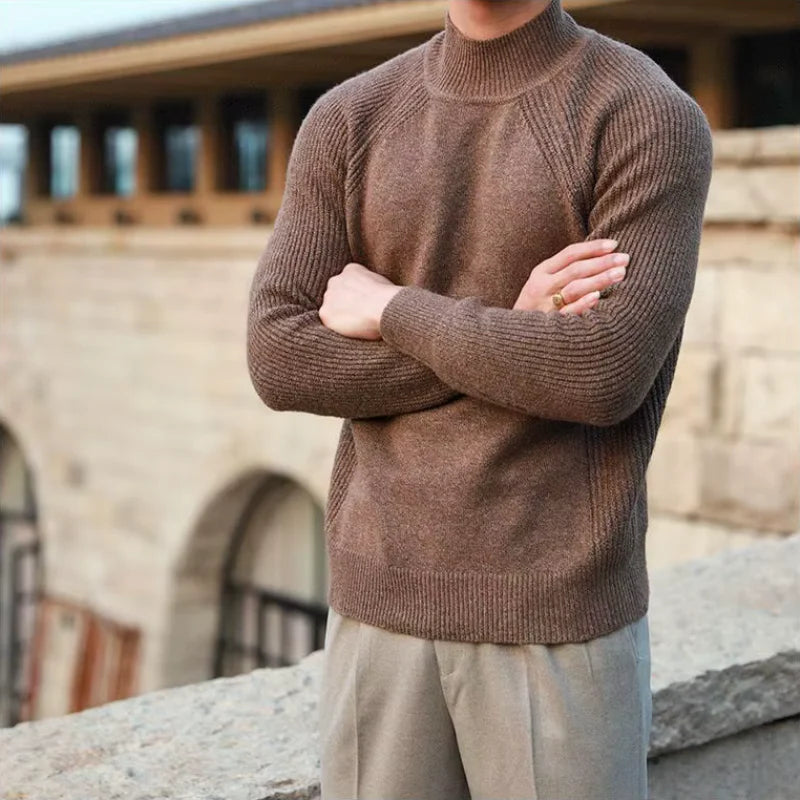 Half Fisherman Striped Knit Sweater