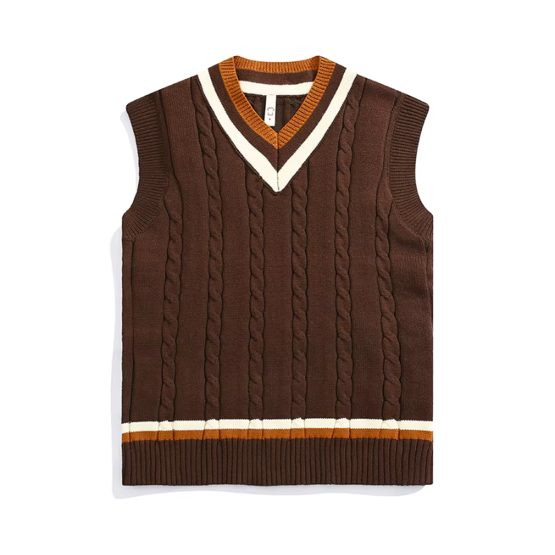 Knit Vintage V-Neck Cotton Sweater Vest