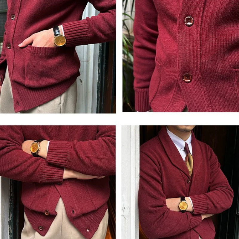 Shawl Collar Cotton Classic Knit Cardigan