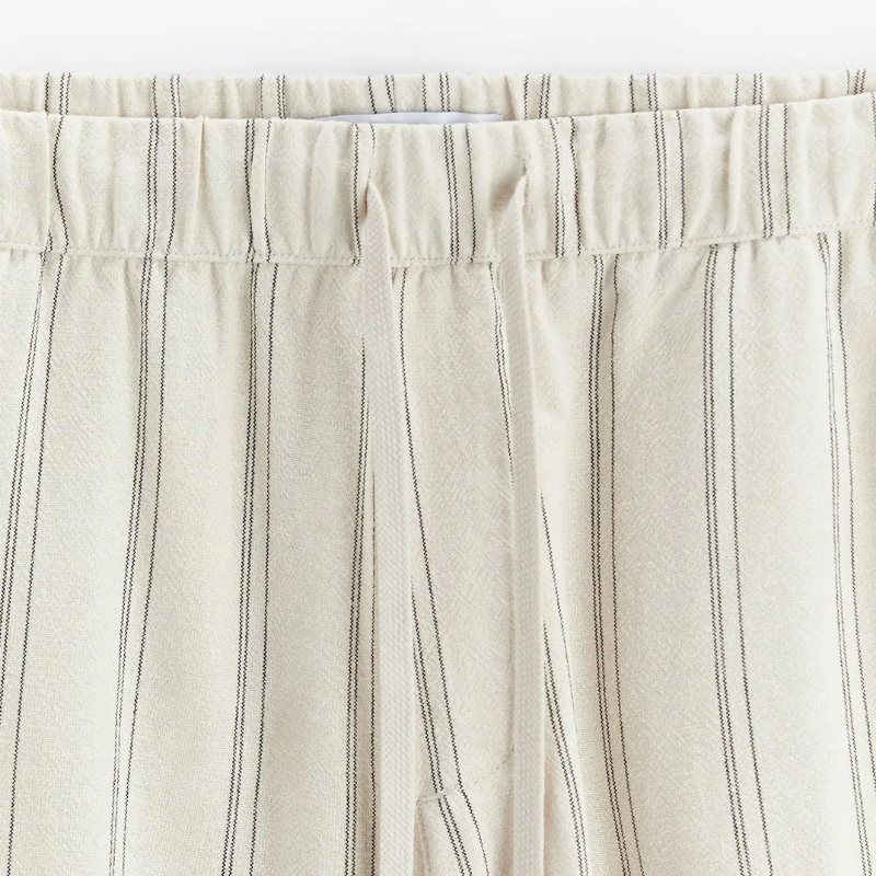 Striped Beige Linen Shorts
