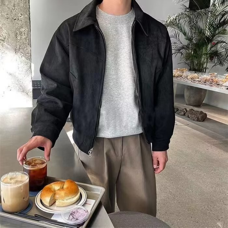 Fleece inside Suede Wool Solid Jacket