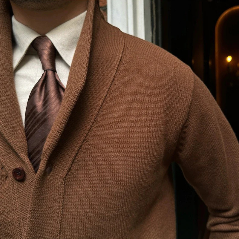 Shawl Collar Cotton Classic Knit Cardigan