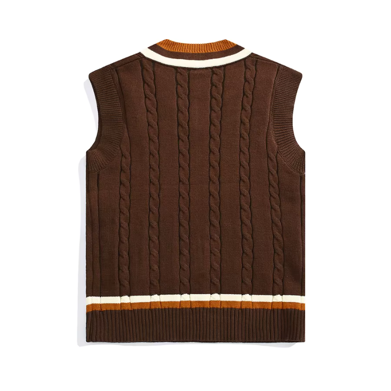 Knit Vintage V-Neck Cotton Sweater Vest