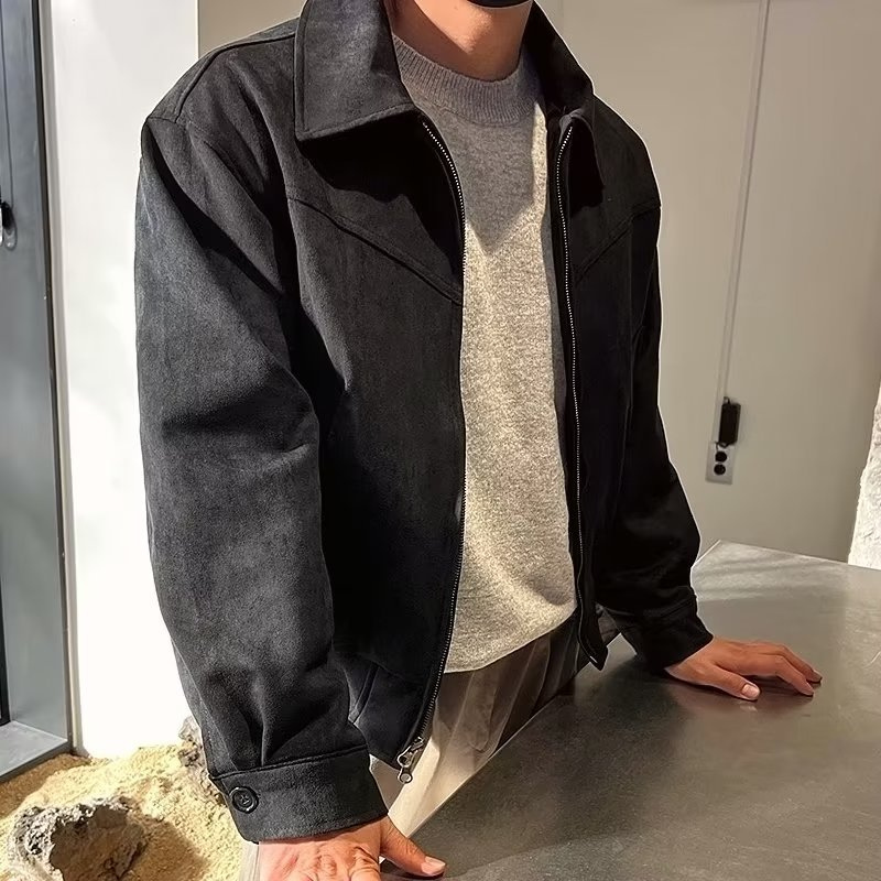 Fleece inside Suede Wool Solid Jacket