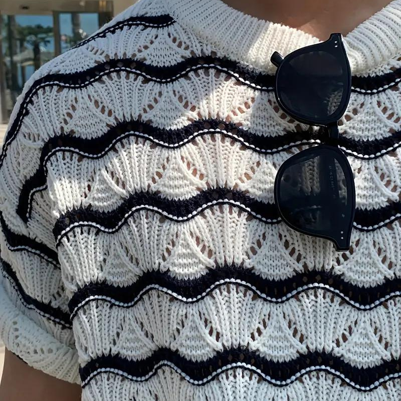 Knit Wavy White T-shirt