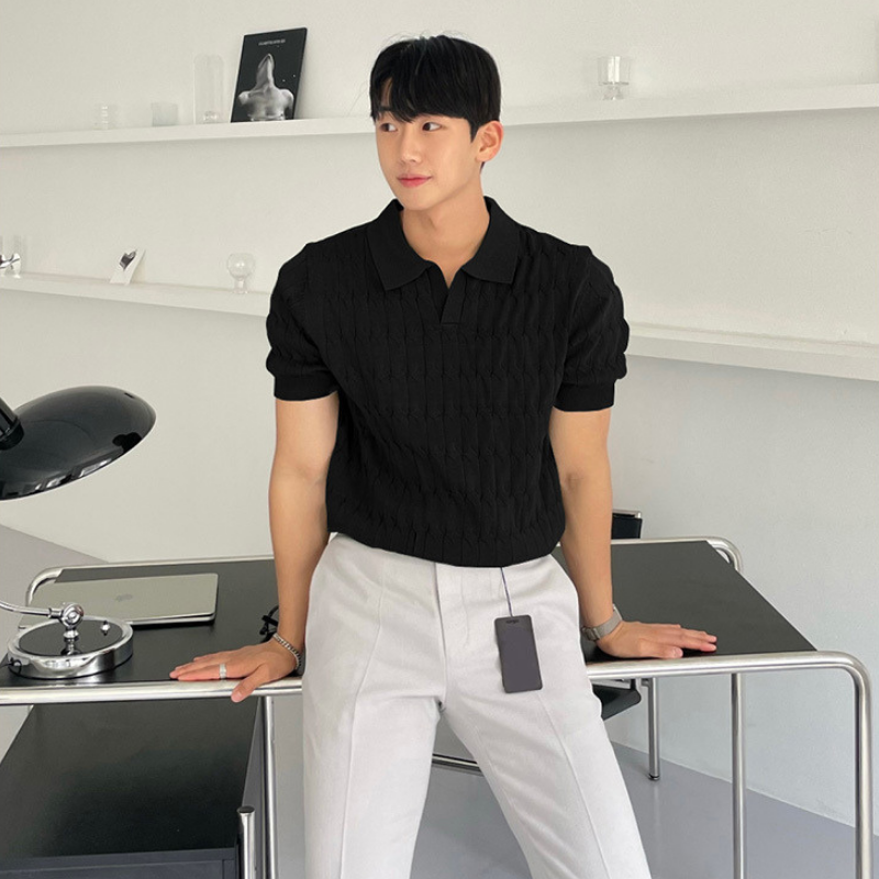 Cable Knit Cotton Polo