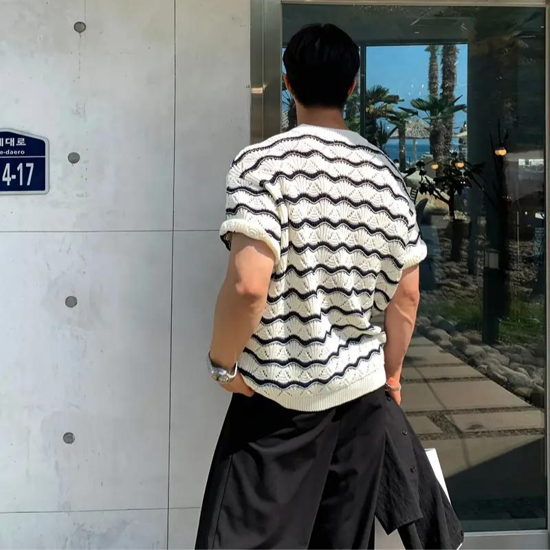 Knit Wavy White T-shirt