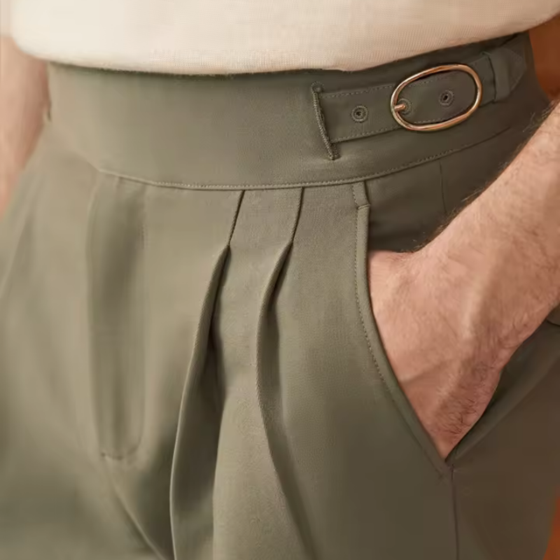 Double Pleated High Waist Italian Fabric Pants