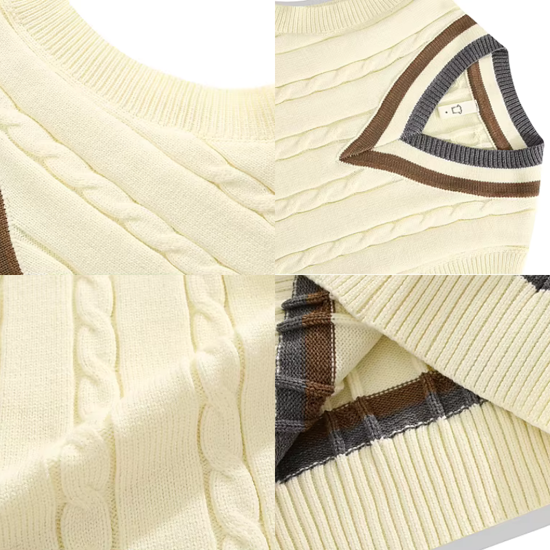 Knit Vintage V-Neck Cotton Sweater Vest