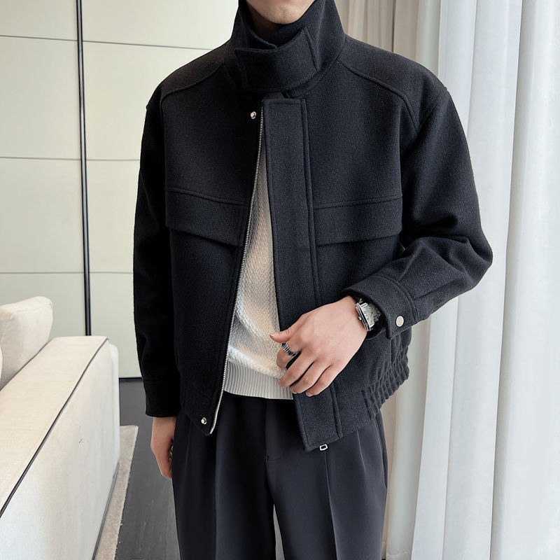 Stand Collar Cashmere Wool Jacket