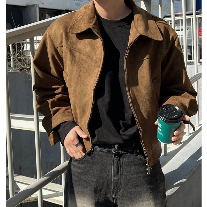 Fleece inside Suede Wool Solid Jacket