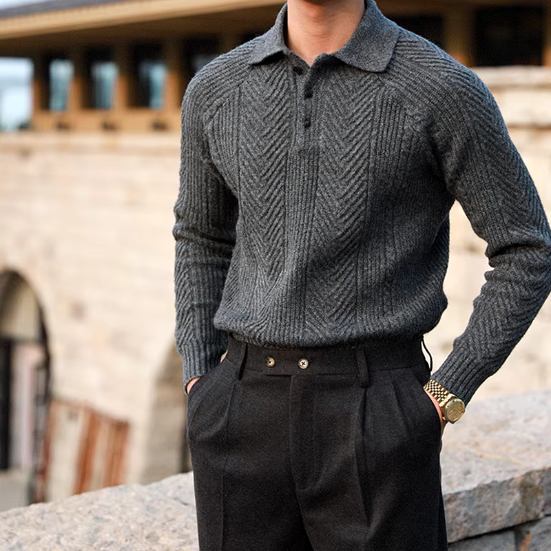 Cable Knit Polo Sweater