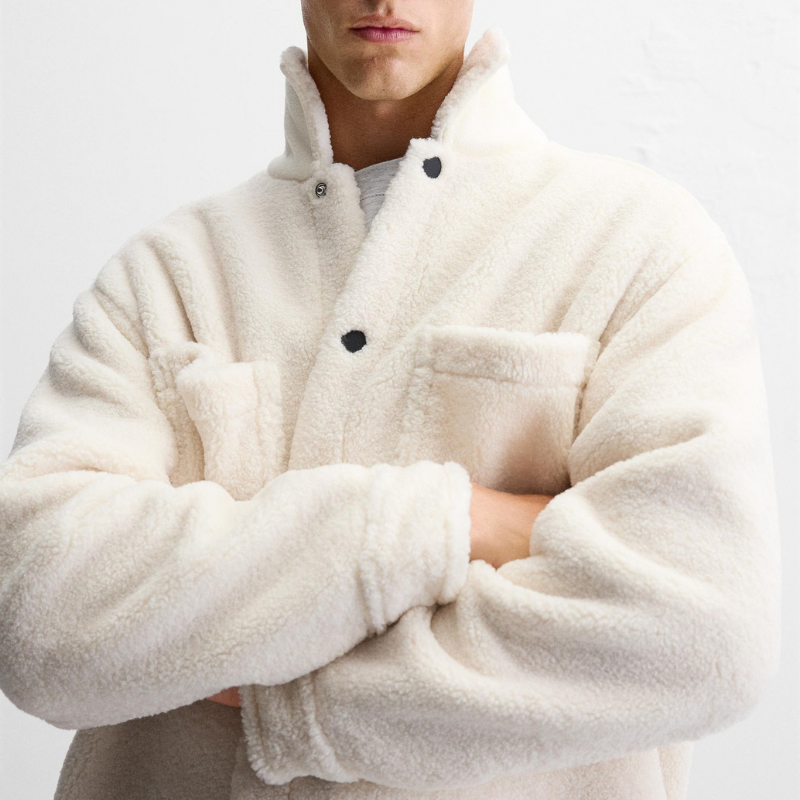 Artificial Sheep Wool White Fleece Jacket