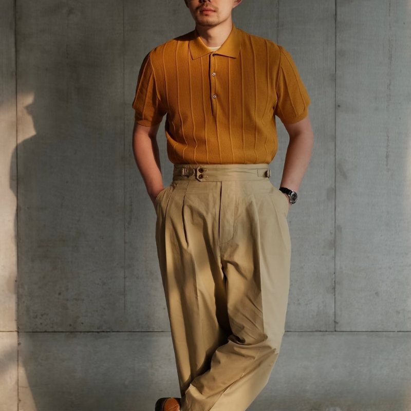 Three Button Striped London Polo T-shirt