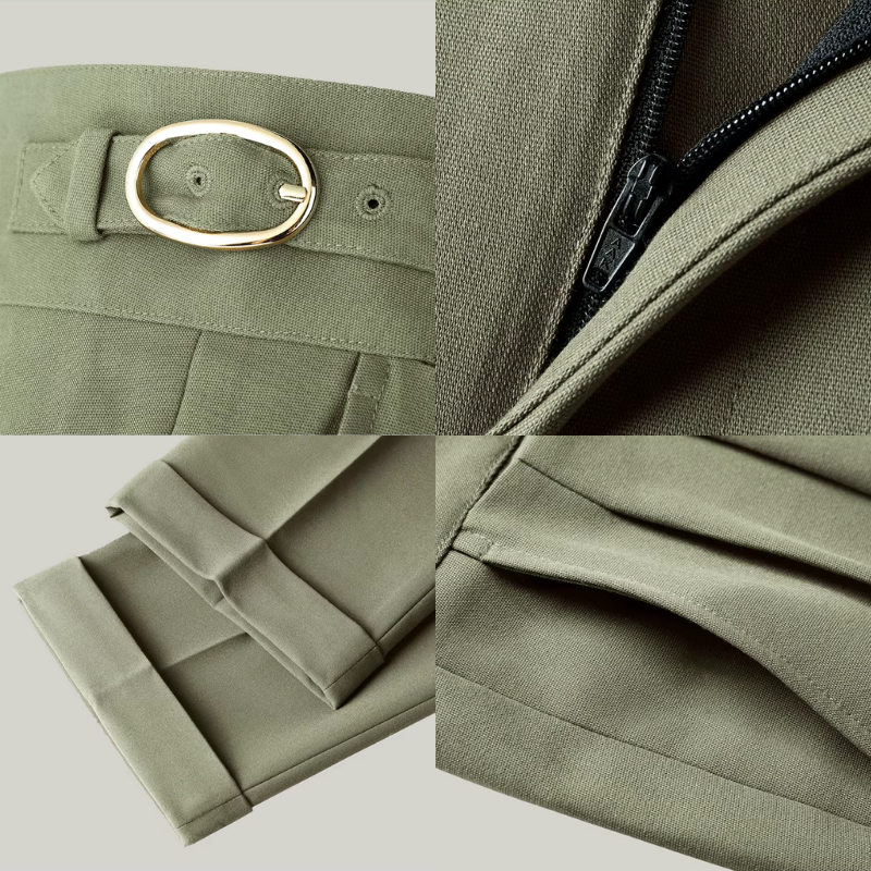 Double Pleated High Waist Italian Fabric Pants