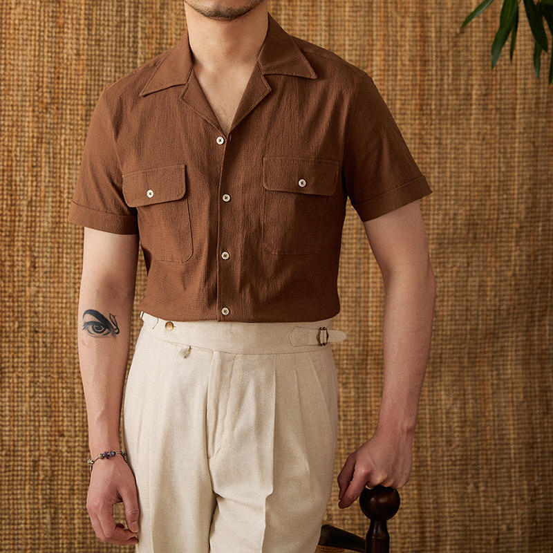 Cuban Collar Cotton Shirt