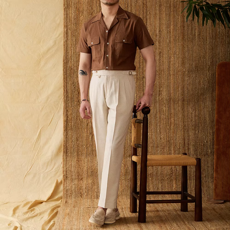 Cuban Collar Cotton Shirt