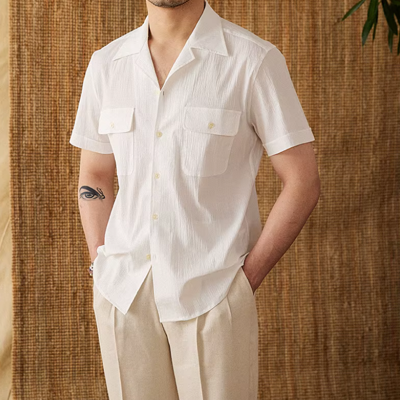 Cuban Collar Cotton Shirt