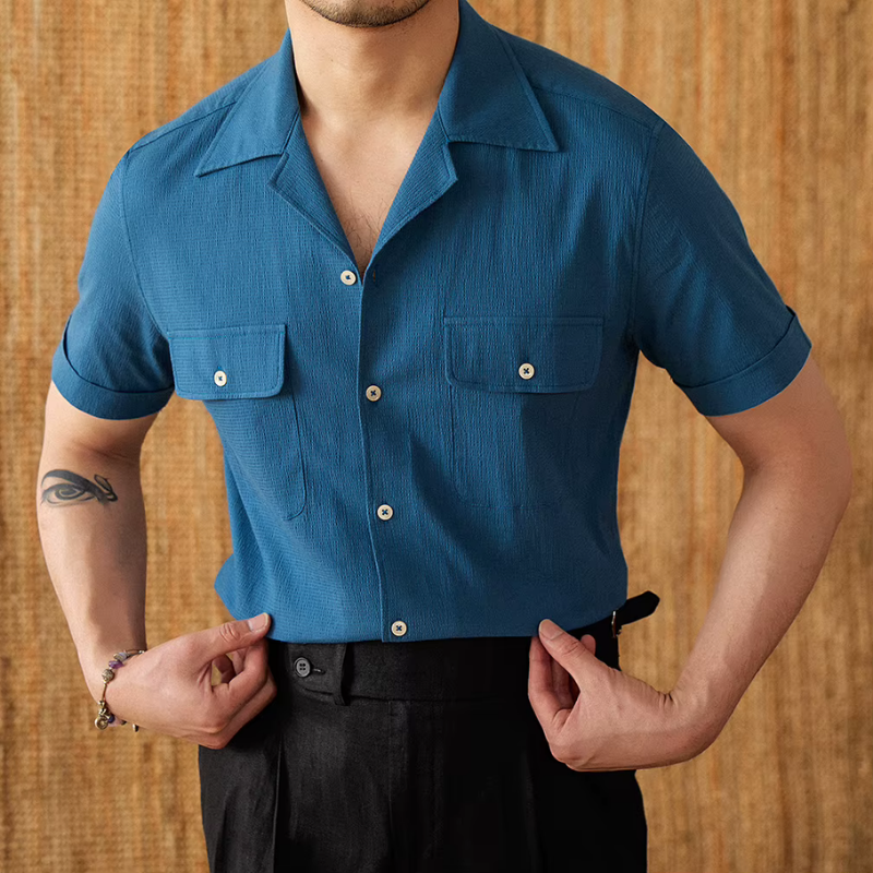 Cuban Collar Cotton Shirt