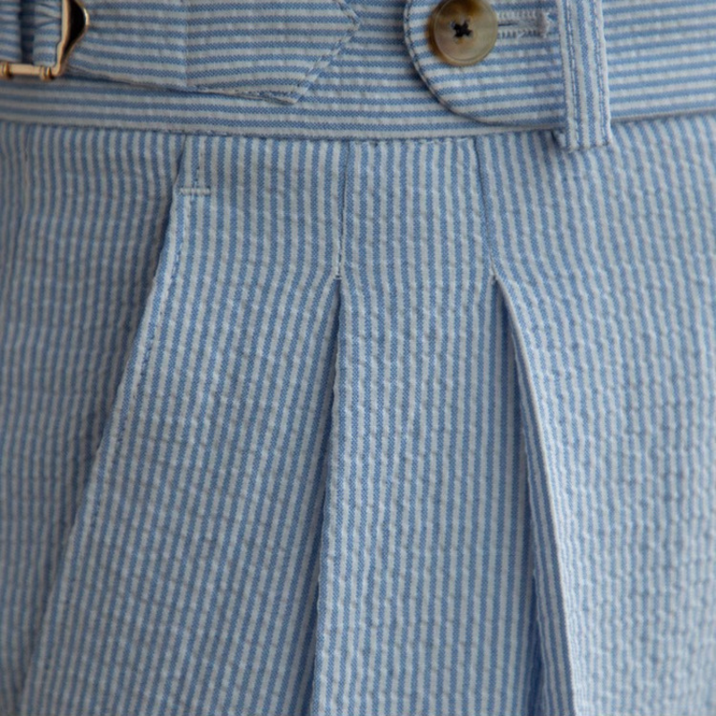 Italian Cut Striped Blue Fabric Pants