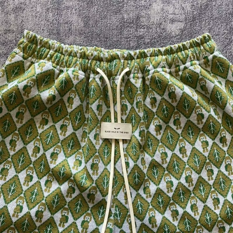 Retro Avocado Patterned Green Shorts