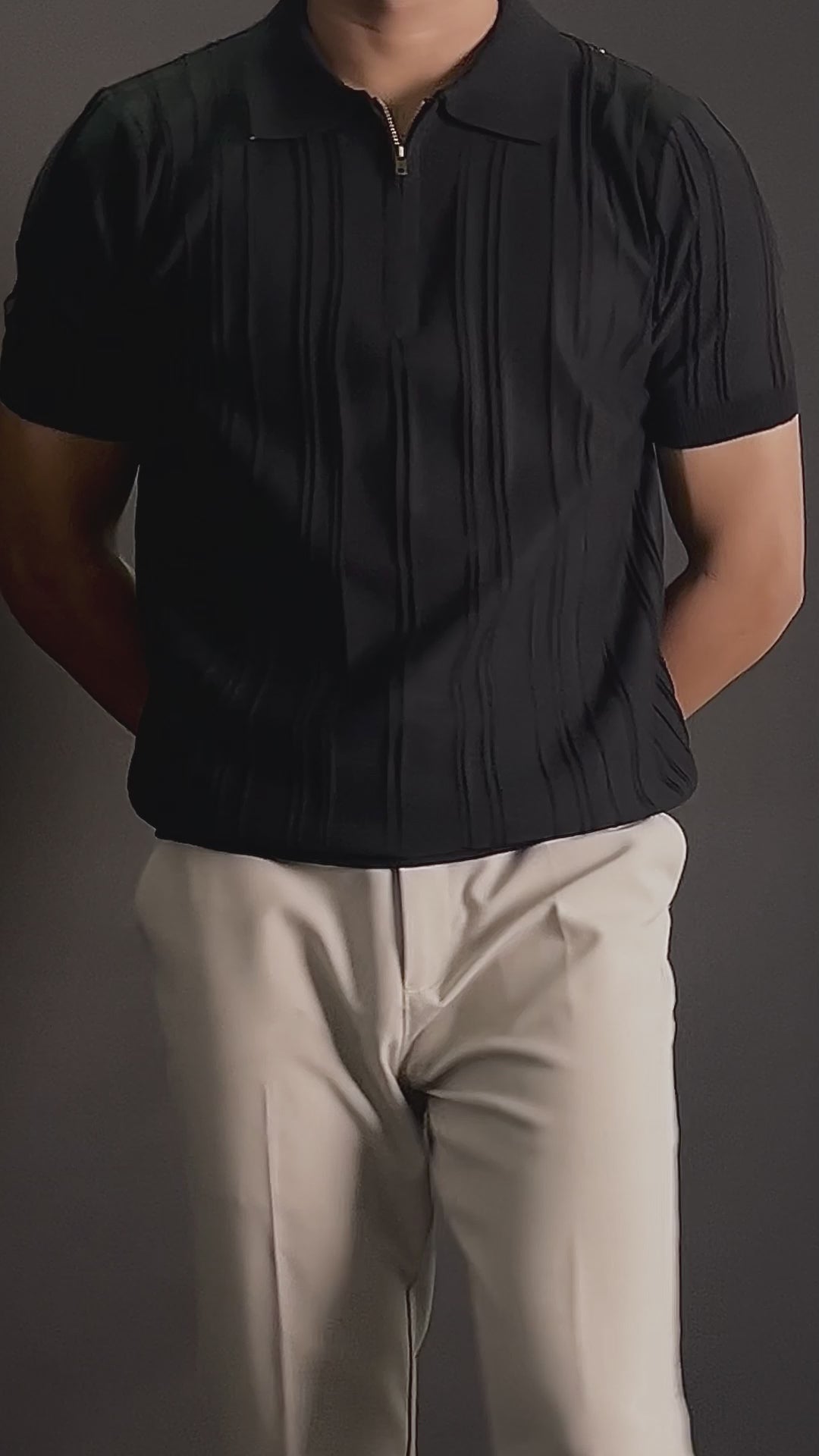 Half Zipper Striped Polo